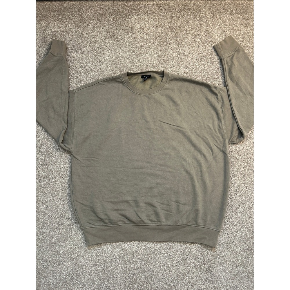 New Look Sweatshirt Mens XL Olive Green Excellent Crewneck Fleece Pullover